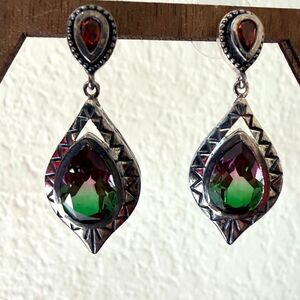 D’Joy 925 Sterling Silver Watermelon Mystic Quartz Statement Earrings